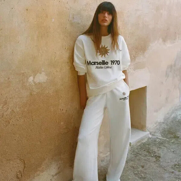 Antoinette – Sweatshirt mit Rundhalsausschnitt – Weite Hose – Loungewear-Set